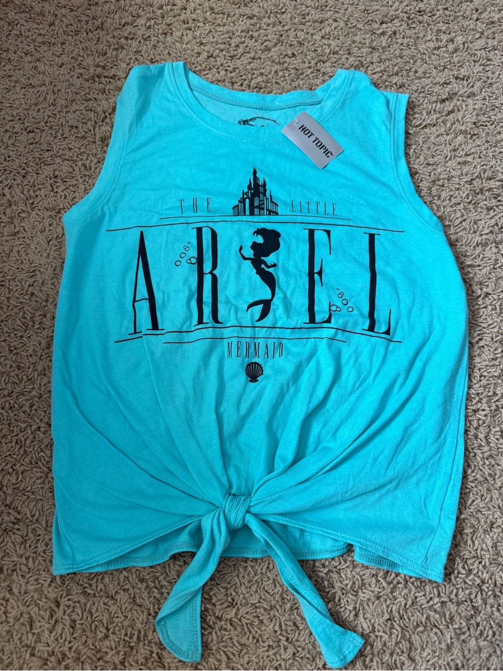 Hot Topic Turquoise 'Ariel The Little Mermaid' Tie-Front Tank LG - Picture 1 of 7
